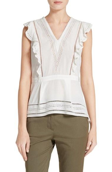 Women's Veronica Beard Brooke Eyelet Silk Top