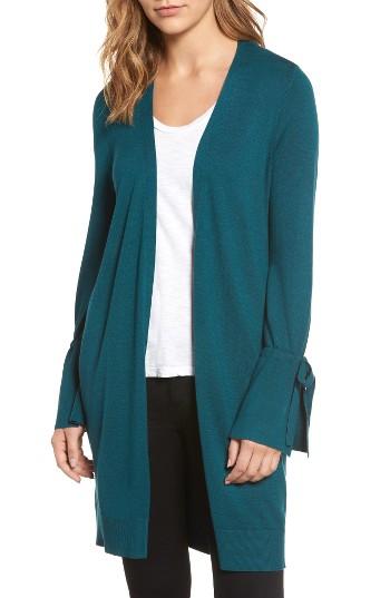 Women's Halogen Tie Sleeve Cardigan - Blue/green