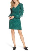 Women's Forest Lily Floral Ruffle Sleeve Dress - Green