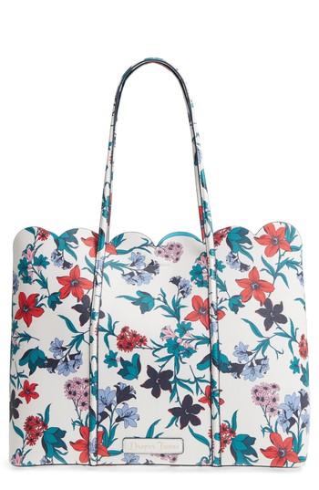 Draper James Elliston Floral Faux Leather Tote - White