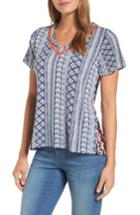 Women's Thml Embroidered Mixed Print Top