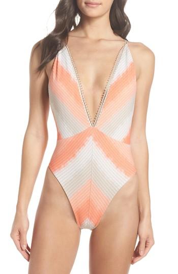 Women's Luli Fama Deep-v Reversible One-piece Swimsuit - Orange