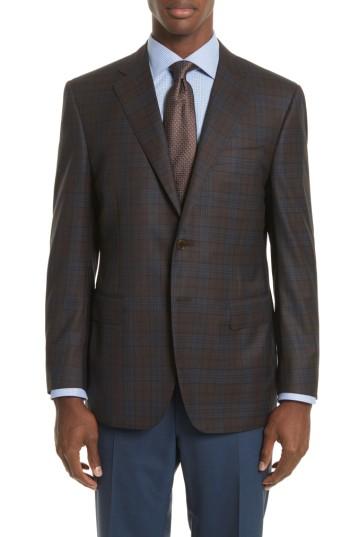 Men's Canali Classic Fit Plaid Wool Sport Coat Us / 52 Eur - Blue