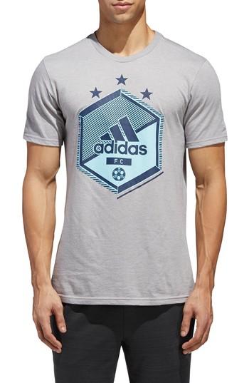 Men's Adidas Slim Fit Soccer Graphic T-shirt - Grey