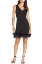 Women's Eliza J Feather Trim Body-con Dress - Black