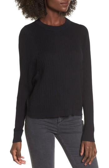 Women's Bp. Crewneck Variegated Rib-knit Sweater, Size - Black