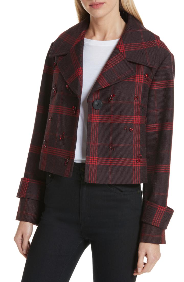 Women's Lewit Embellished Plaid Jacket