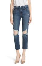 Women's L'agence Audrina Ripped Straight Leg Crop Jeans - Blue