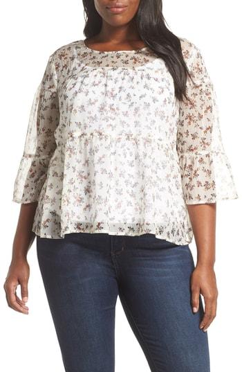 Women's Vince Camuto Ditsy Manor Tiered Ruffle Blouse - White