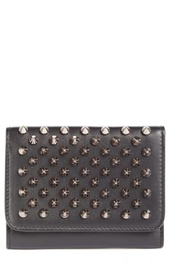 Women's Christian Louboutin Macaron Leather French Wallet - Black