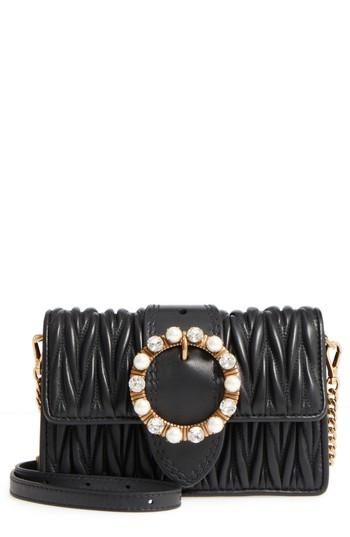 Miu Miu Matelasse Lambskin Leather Crossbody Clutch - Black