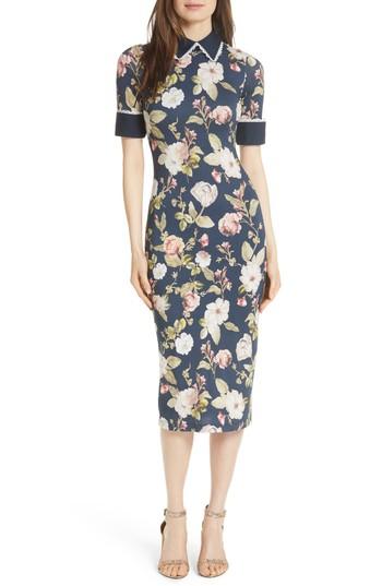 Women's Alice + Olivia Delora Fittted Floral Dress - Blue