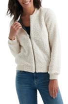 Women's Lucky Brand Anaelisa Fleece Bomber Jacket - White