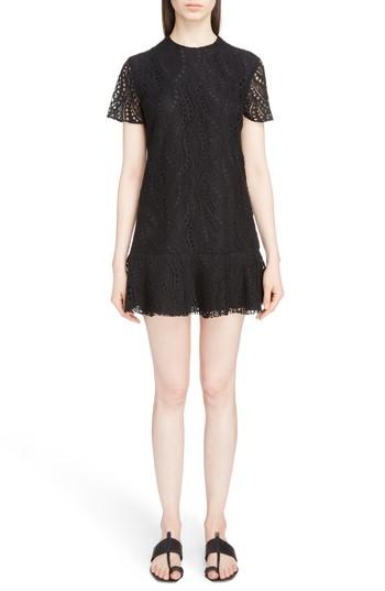 Women's Saint Laurent Lace Ruffle Hem Dress Us / 34 Fr - Black