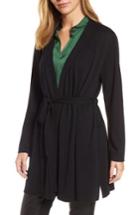 Petite Women's Eileen Fisher Tie Waist Tencel Blend Cardigan, Size P - Black