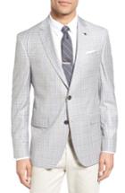 Men's Ted Baker London Trim Fit Plaid Wool Sport Coat L - Grey