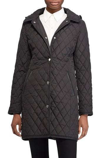 Women's Lauren Ralph Lauren Quilted Hooded Jacket - Black