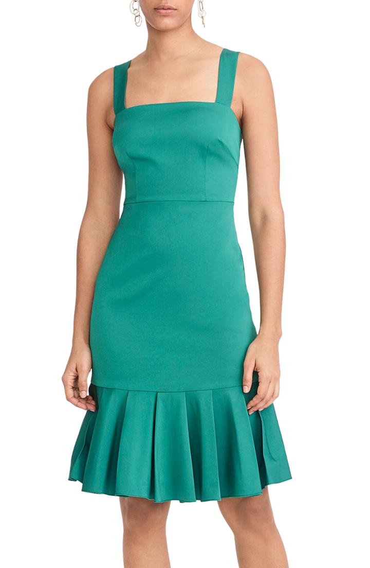 Women's J.crew Fluted Hem Stretch Faille Dress - Green
