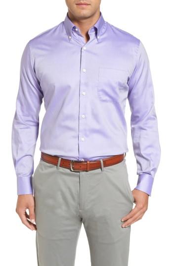 Men's Peter Millar Crown Soft Pinpoint Regular Fit Sport Shirt - Purple