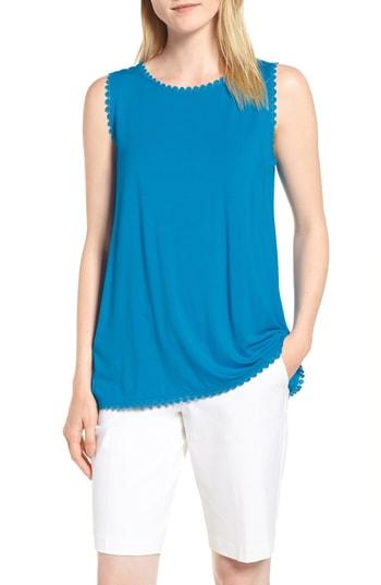 Women's Halogen Geo Trim Tank, Size - Blue