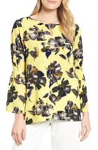 Women's Chaus Glossy Floral Keyhole Top