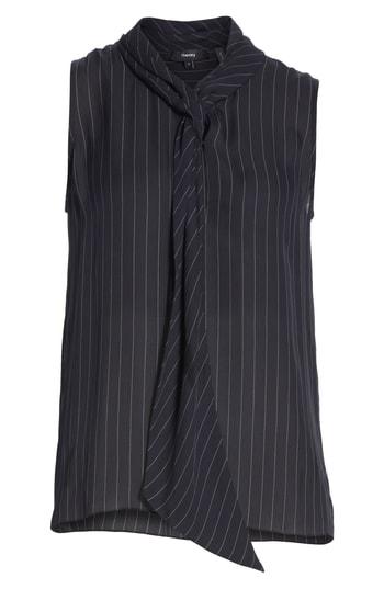 Women's Theory Draped Front Silk Shell, Size - Blue