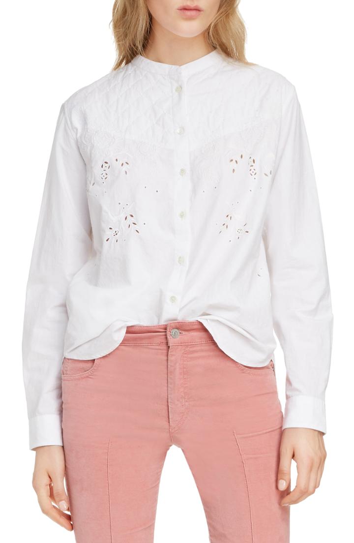 Women's Isabel Marant Etoile Willo Quilted Eyelet Top Us / 38 Fr - White