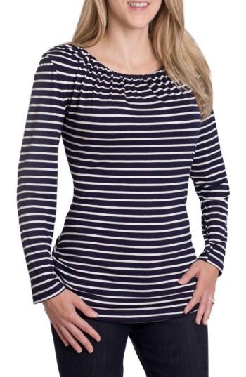 Women's Udderly Hot Mama 'luxe' Long Sleeve Nursing Tee (4-6 Us) - Blue