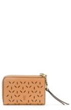 Women's Frye Ilana Small Perforated Leather Zip Wallet - Brown