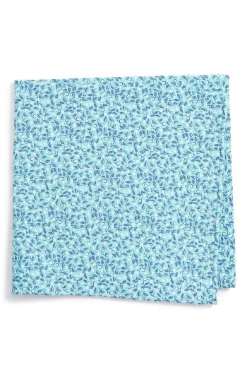 Men's Calibrate 'floral Vine' Cotton Pocket Square, Size - Green