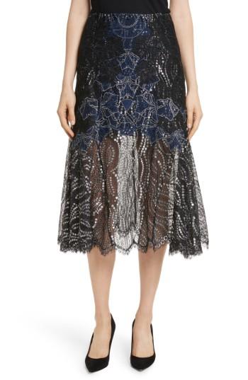 Women's Jonathan Simkhai Dimensional Metallic Applique Trumpet Skirt - Black