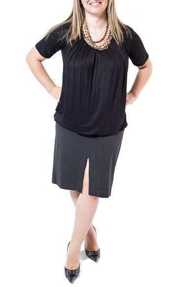 Women's Nurture-elle Pleated Short Sleeve Nursing Top - Black