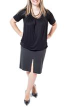 Women's Nurture-elle Pleated Short Sleeve Nursing Top - Black