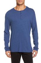 Men's Vince Raw Edge Long Sleeve Henley T-shirt - Blue