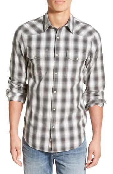 Men's Lucky Brand Dobby Plaid Western Shirt