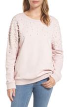 Women's Halogen Beaded Sweatshirt - Pink