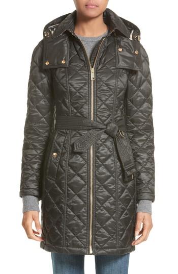 Women's Burberry Baughton Quilted Coat, Size - Black