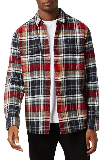 Men's Topman Noise Print Check Flannel Shirt