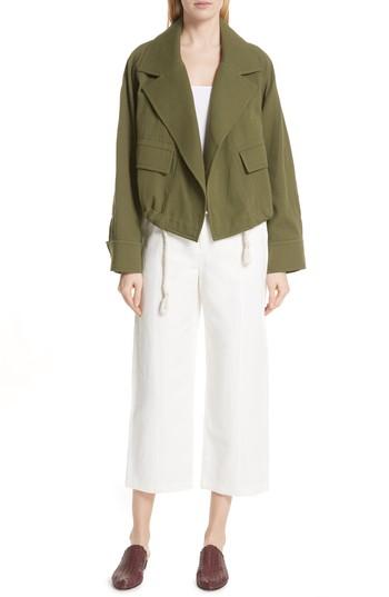 Women's Vince Drawstring Crop Cotton Jacket - Green