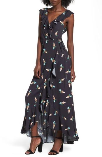 Women's Afrm Wade Wrap Maxi Dress - Black