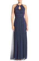 Women's Dessy Collection Ruched Chiffon Keyhole Halter Gown