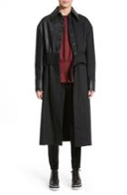 Women's Stella Mccartney Eden Alter Leather Trim Wool Coat Us / 42 It - Black