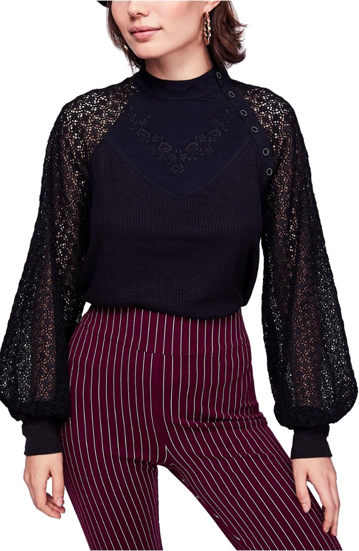 Women's Free People Sweetest Thing Thermal Top - Black