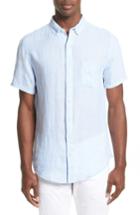 Men's Onia Trim Fit Microstripe Linen Shirt - Blue