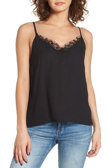 Women's Lush Lace Trim Camisole - Black