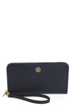Women's Tory Burch Parker Leather Continental Wallet - Blue