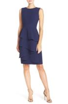 Women's Eliza J Ella Cascade Crepe Sheath Dress - Blue