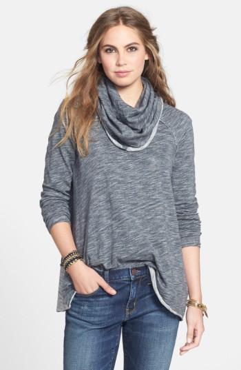 Women's Free People 'beach Cocoon' Cowl Neck Pullover /small - Black
