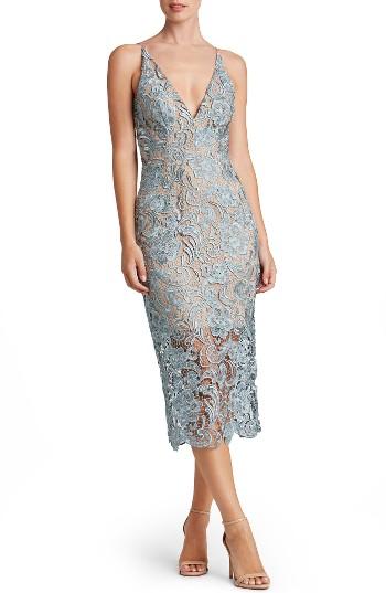 Women's Dress The Population 'marie' Lace Midi Dress - Blue