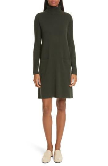 Women's Allude Cashmere Turtleneck Sweater Dress - Green